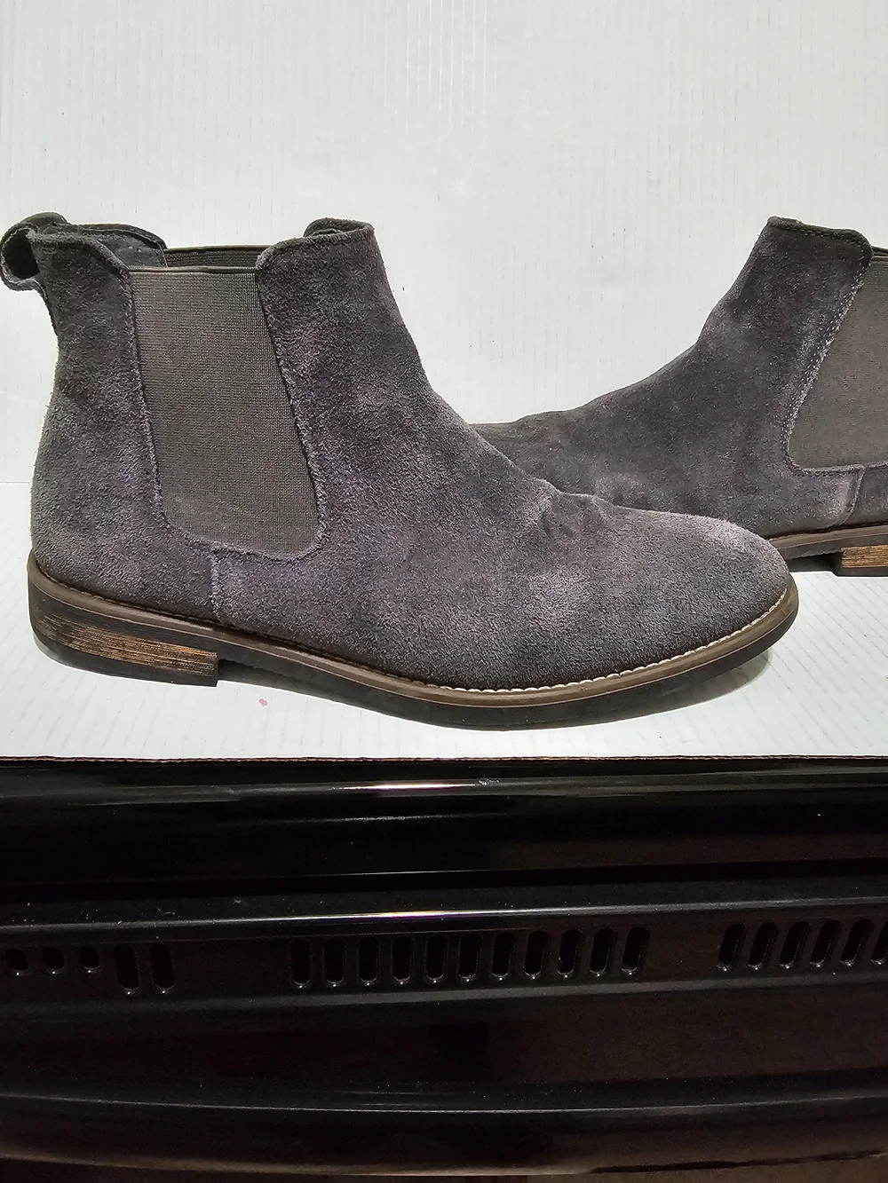 Bruno Marc Timeless Suede Leather Chelsea Boots Men's Shoes Gray Sz 10